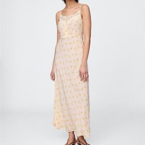 GAP Cream Maxi Dress with Yellow Floral Print
